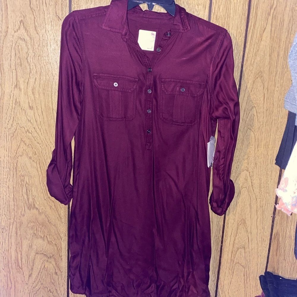NWT maroon shirt dress